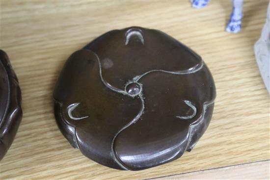 A Chinese bronze tripod censer and stand